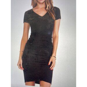 Monrow Black Ruched Cotton Dress XS